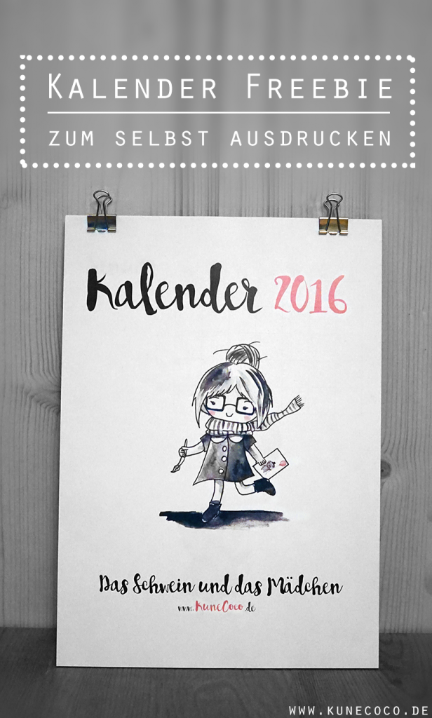 KuneCoco • Kalender 2016 • Kalender Freebie zum selbst ausdrucken